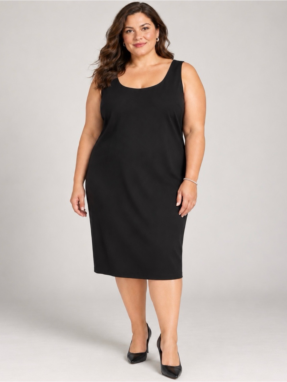 Classic vintage Patra Black Scoop Neck Sheath Dress - Size 22 little black dress